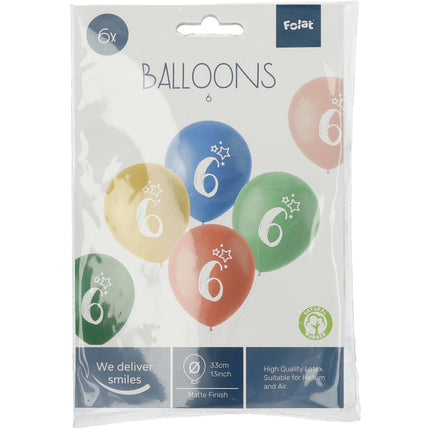 Ballons 6 ans colorés 33cm 6pcs