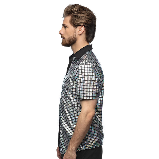 Chemise Disco Argent Métallique