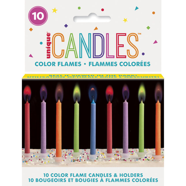 Bougies d'anniversaire couleur flamme 6.4cm 10pcs