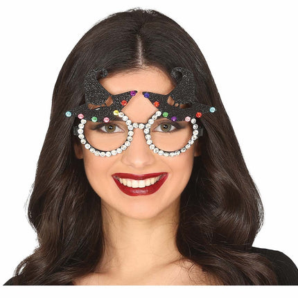 Spectacles d'Halloween Chapeau de sorcière pailleté