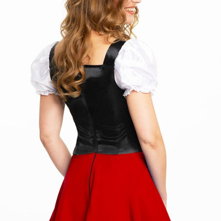 Robe Dirndl Oktoberfest Rouge Blanc Noeud