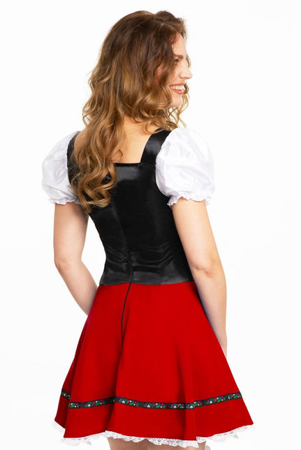 Robe Dirndl Oktoberfest Rouge Blanc Noeud