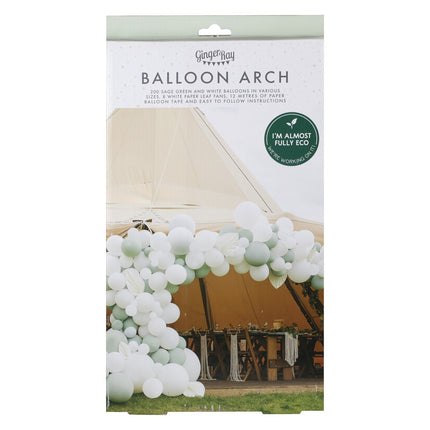 Arche de ballons blanc sauge vert XL DIY Set