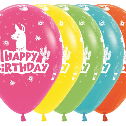 Ballons Happy Birthday Lama 30cm 25pcs