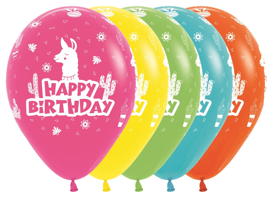 Ballons Happy Birthday Lama 30cm 25pcs