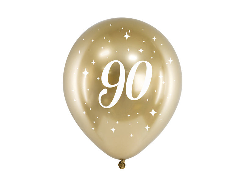 Ballons 90 ans or 30cm 6pcs