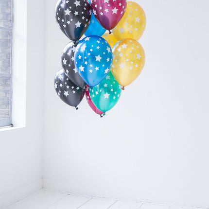 Ballons colorés étoiles métalliques 30cm 12pcs