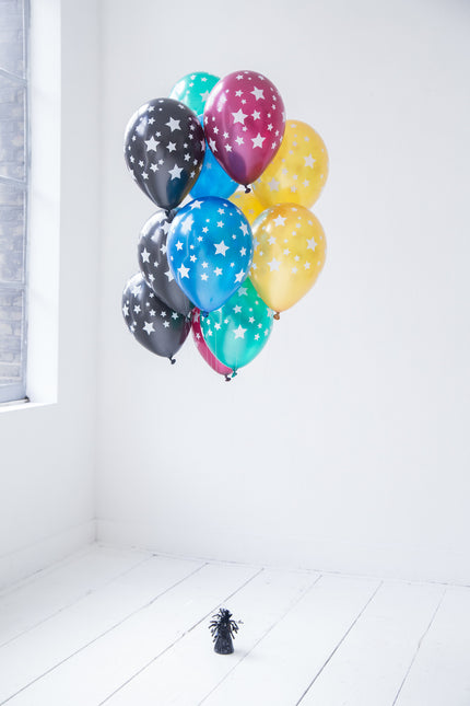 Ballons colorés étoiles métalliques 30cm 12pcs