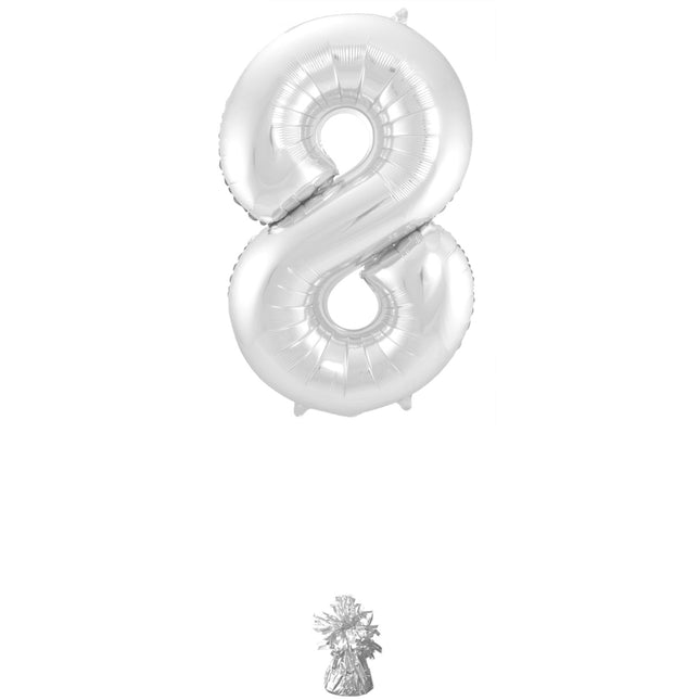 Ballon de baudruche Figure 8 Argent Métallique XL 86cm vide