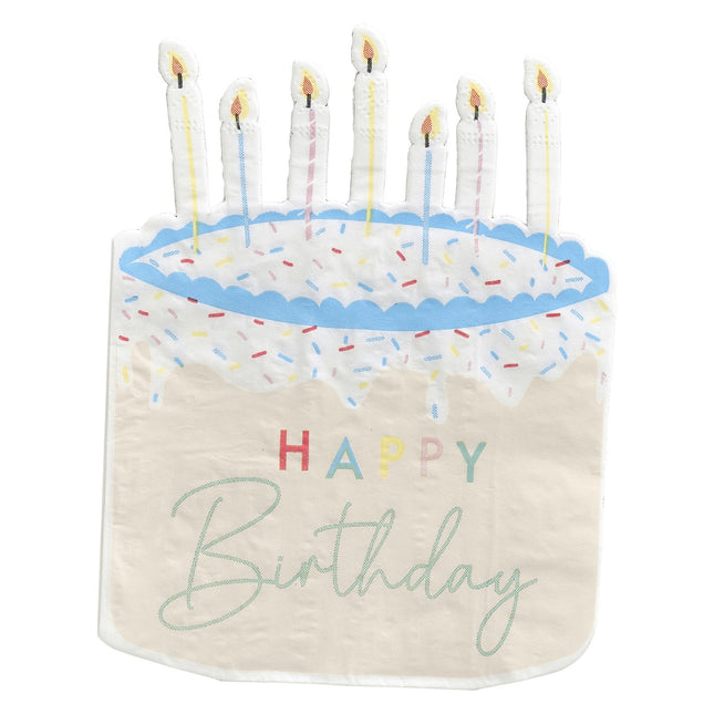 Serviettes de table Happy Birthday Cake 16.5cm 16pcs