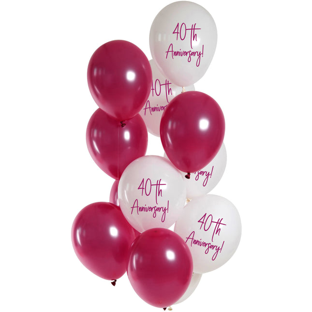 Ballons rouges 40 ans 33cm 12pcs