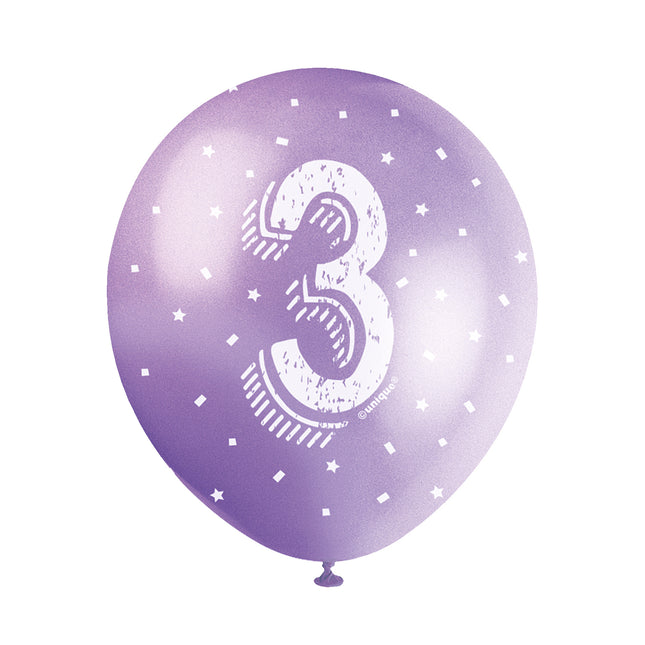 Ballons 3 ans Confetti 30cm 5pcs