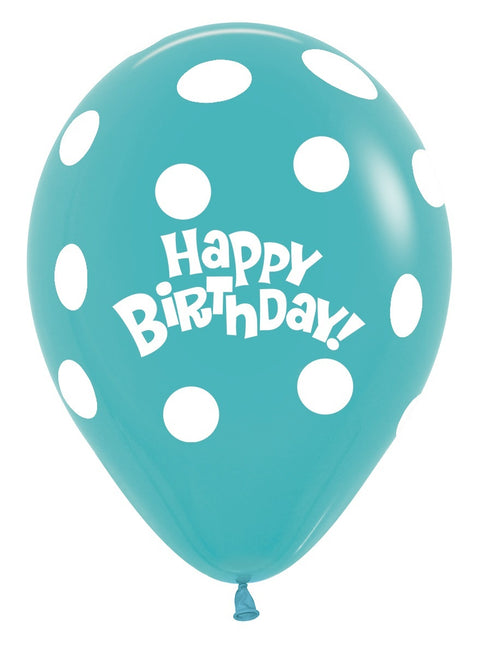 Ballons Birthday Dots Caribbean Blue 30cm 25pcs