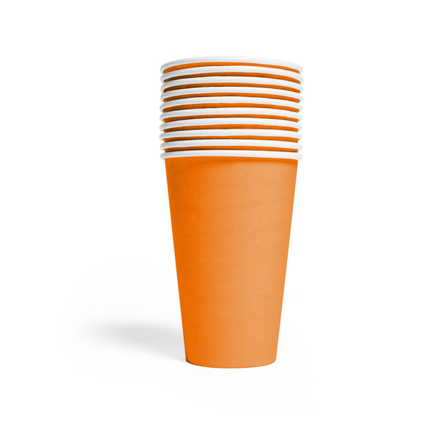 Gobelets orange en papier 350ml 10pcs