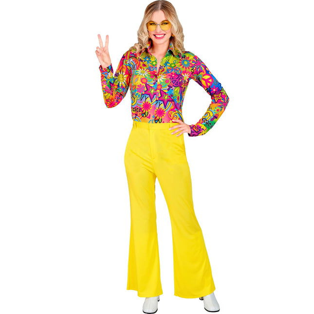 Pantalon Disco 70S Jaune Dames