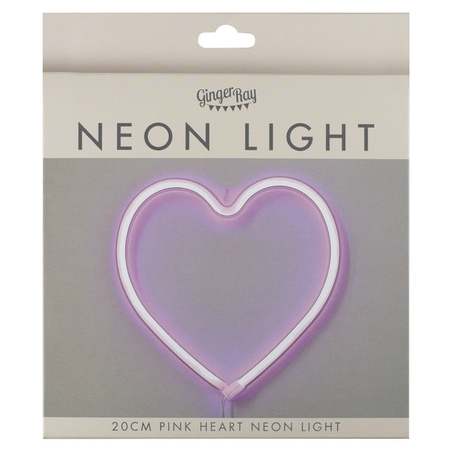 Lampe néon en forme de coeur rose