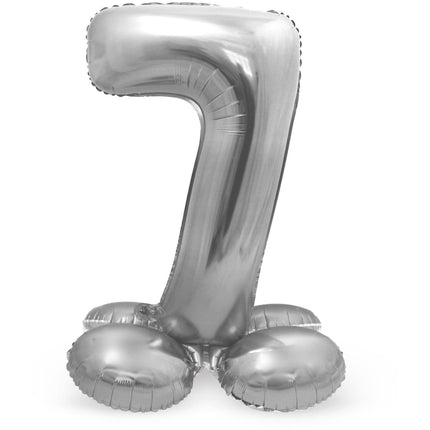 Ballon de baudruche Figure 7 Silver avec support 72cm