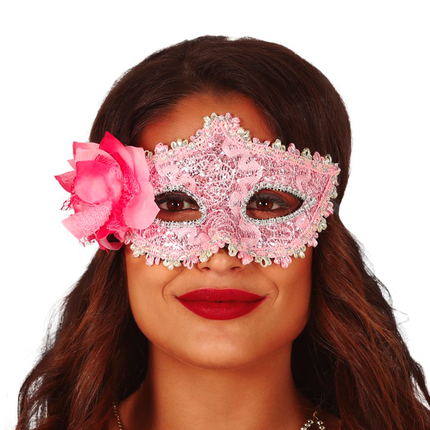 Masque à fleurs rose