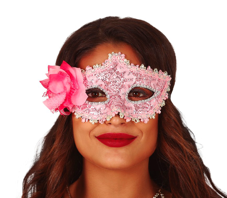 Masque à fleurs rose