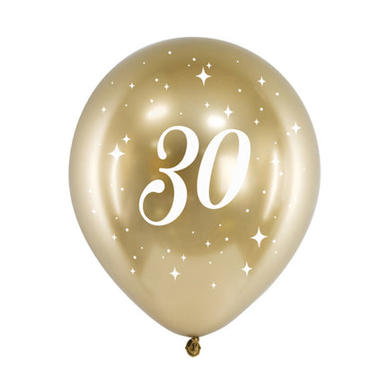 Ballons 30 ans or 30cm 6pcs