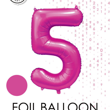 Ballon numéro Fuchsia 5 ans brillant 86cm