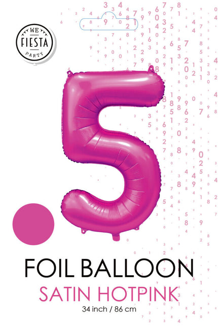 Ballon numéro Fuchsia 5 ans brillant 86cm