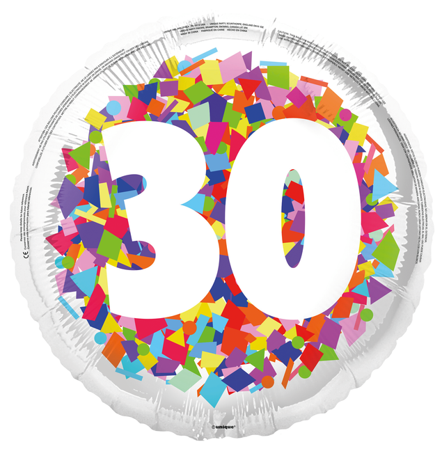 30 ans Ballon à l'hélium Confetti vide 45cm