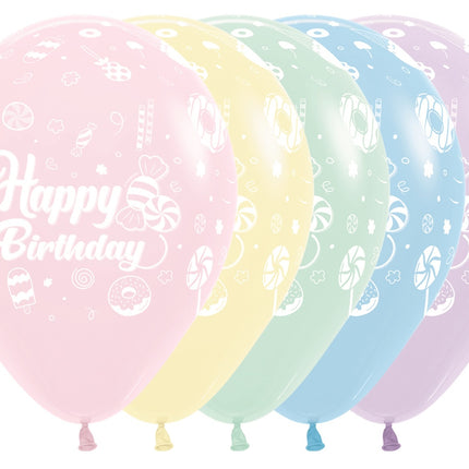 Ballons Happy Birthday Sweet Pastel Matte Mix 30cm 25pcs