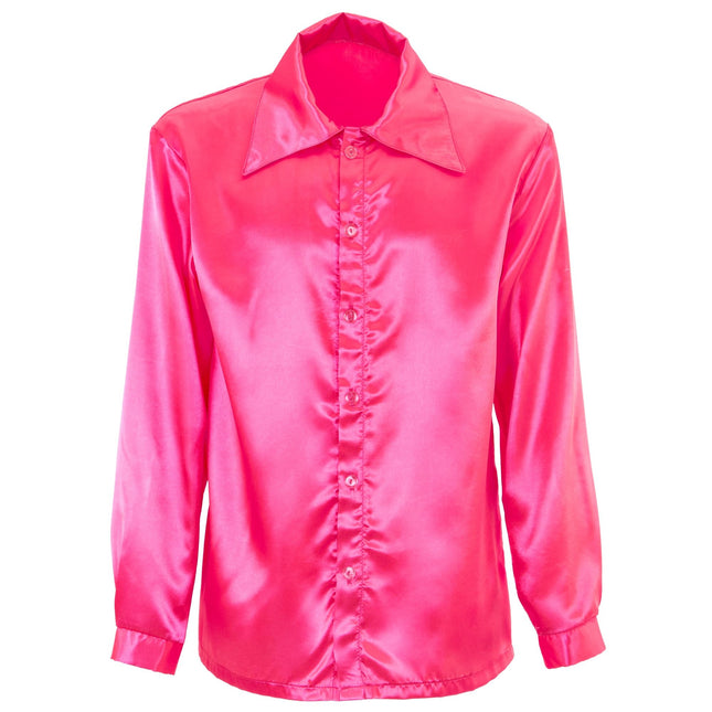 Chemisier Disco 70S Rose Satin Hommes