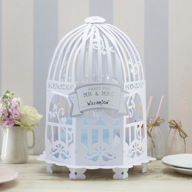 Porte-cartes blanc Birdcage 33cm