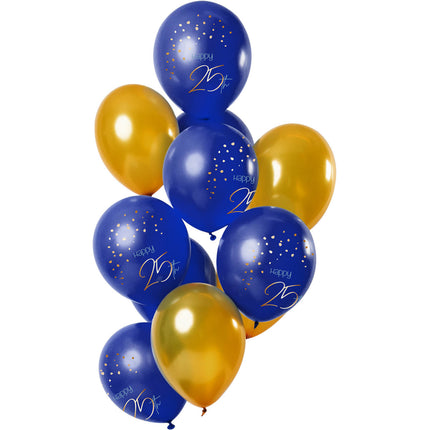 Ballons 25 ans Bleu/Or 30cm 12pcs