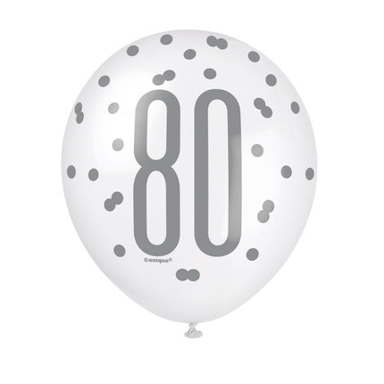 Ballons 80 Years Dots 30cm 6pcs