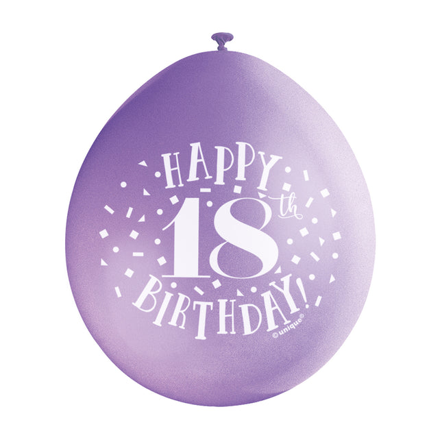 Ballons Happy Birthday 18 Years 28cm 10pcs