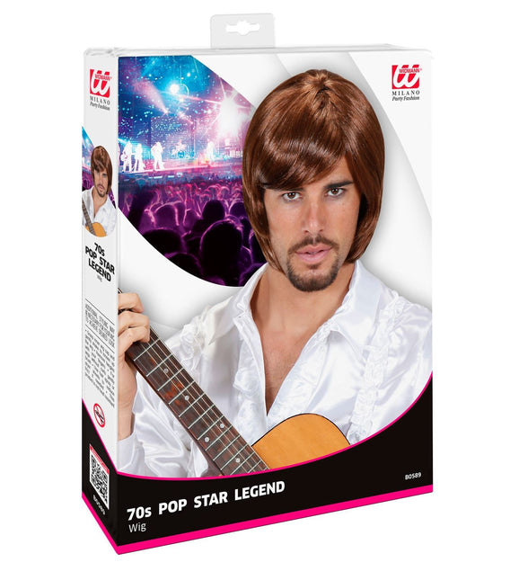 Perruque Popstar 70's brune