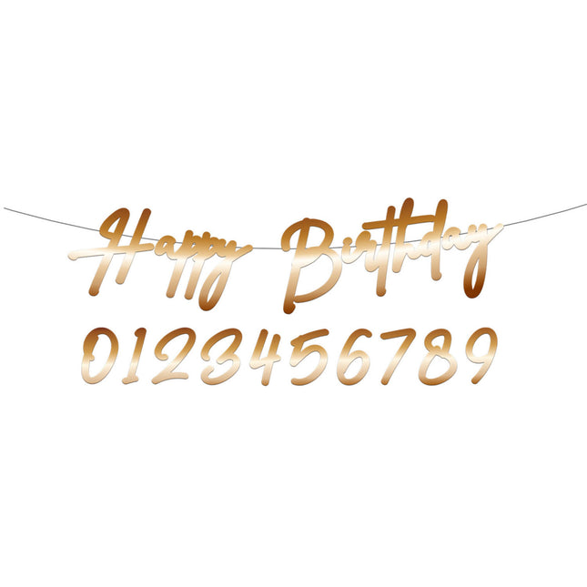 Guirlande de lettres Happy Birthday Bronze 1m