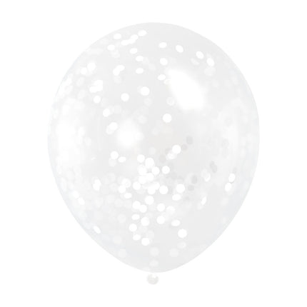 Ballons Confetti Blanc 30.5cm 6pcs