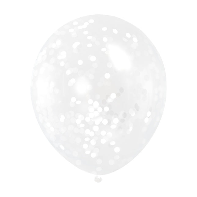 Ballons Confetti Blanc 30.5cm 6pcs