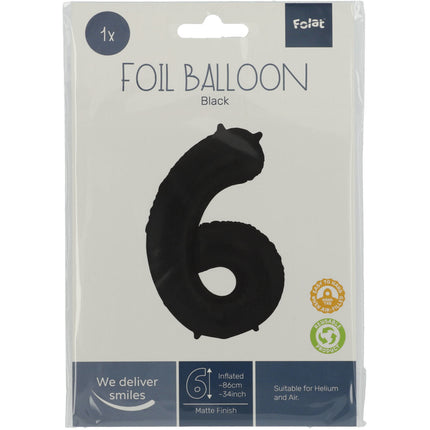 Ballon de baudruche Figure 6 Noir mat XL 86cm vide