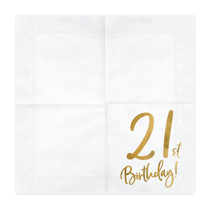 Serviettes 21 ans blanches 33cm 20pcs