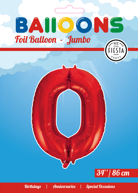 Ballon de baudruche Figure 0 Rouge XL 86cm vide