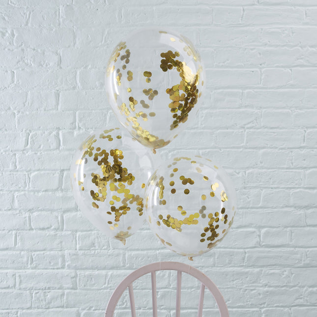 Ballons confettis dorés 30cm 5pcs