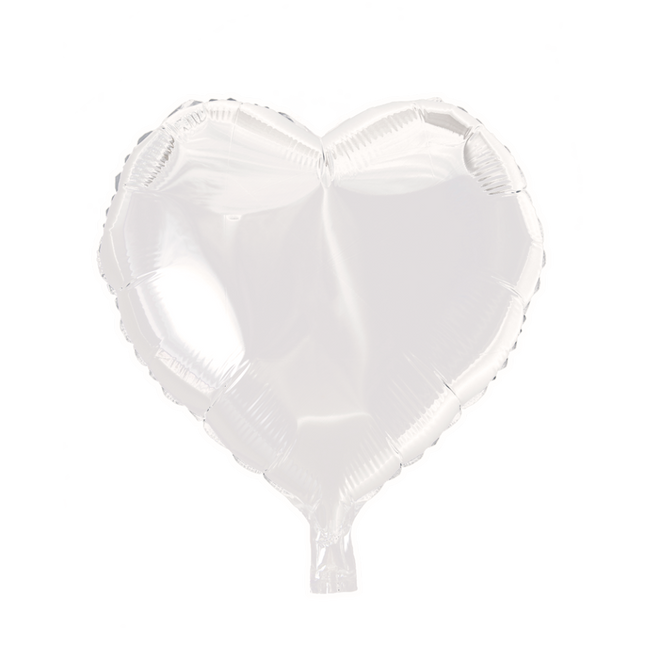 Ballon à l'hélium Coeur Blanc 45cm vide