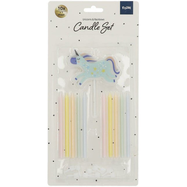 Bougies Licorne Arc-en-ciel 10cm 11pcs