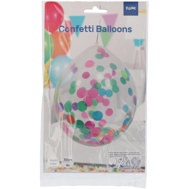 Ballons confettis colorés 30cm 4pcs