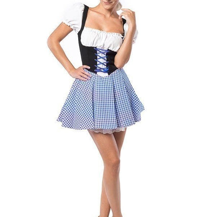 Robe Dirndl Oktoberfest à carreaux bleu