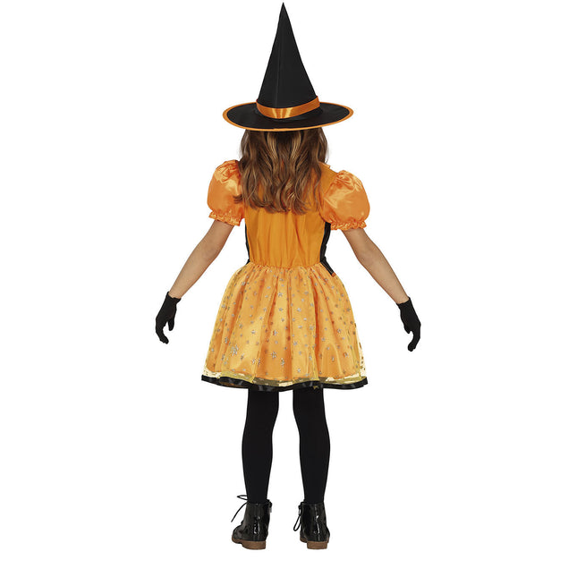 Costume d'Halloween sorcière fille paillettes