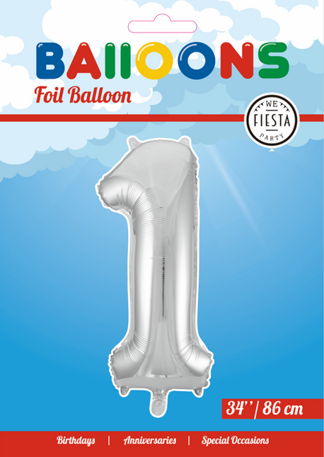 Ballon de baudruche Figure 1 Argent XL 86cm vide