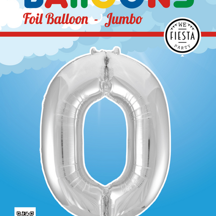 Ballon de baudruche Figure 0 Silver XL 86cm vide