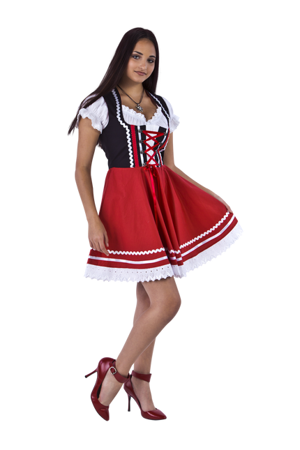 Dirndl 2-dlg.noir/rouge, blouse Carmen