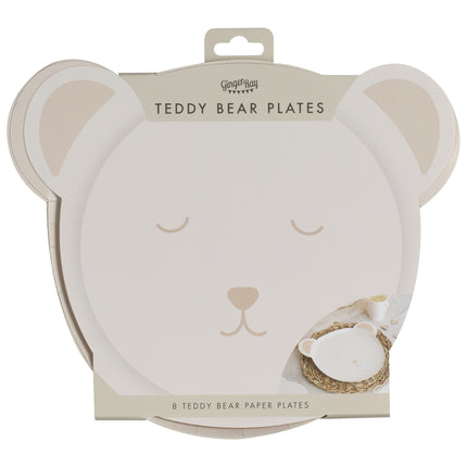 Assiettes de douche de bébé en papier Teddy 8pcs